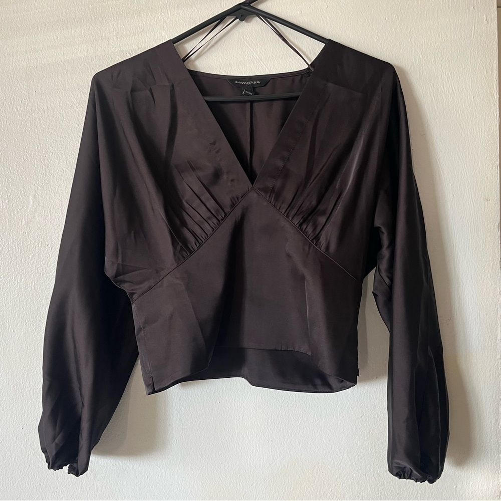 Banana Republic Dark Brown V-Neck Blouse